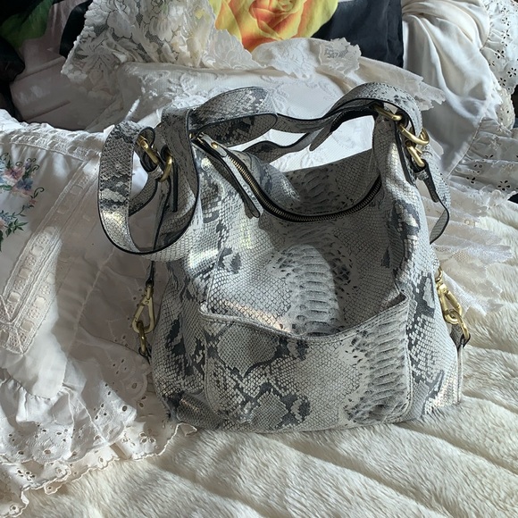 Y2K SHARIF Snakeskin reptile print LEATHER HOBO BAG Purse - Picture 5 of 14